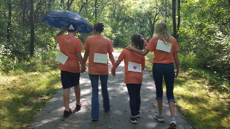 Nursing students walk through Greenway